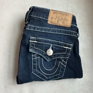True Religion Skinny Jeans Flap Pocket Stretch Dark Wash Size 25